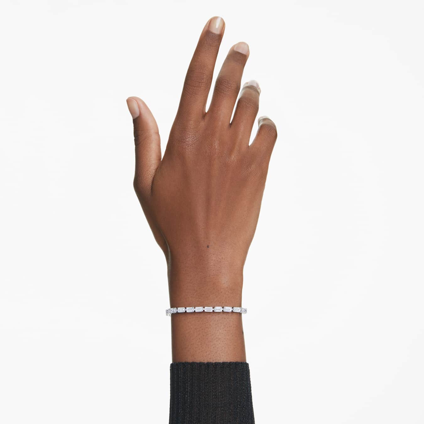 Matrix Tennis bracelet Baguette cut, White, Rhodium plated 5707200