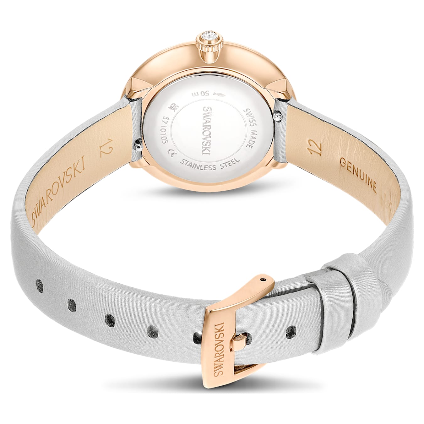 watch with a white face on a white background back view