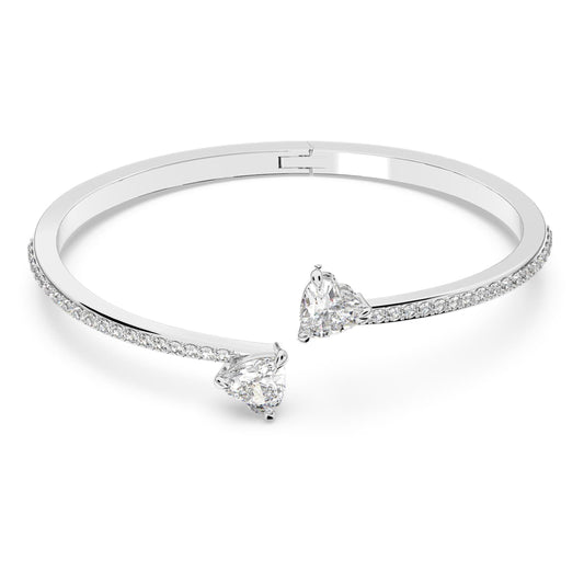 Attract Soul bangle Heart, White, Rhodium plated