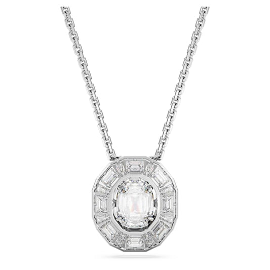 Mesmera pendant Octagon cut, Small, White, Rhodium plated 5669915