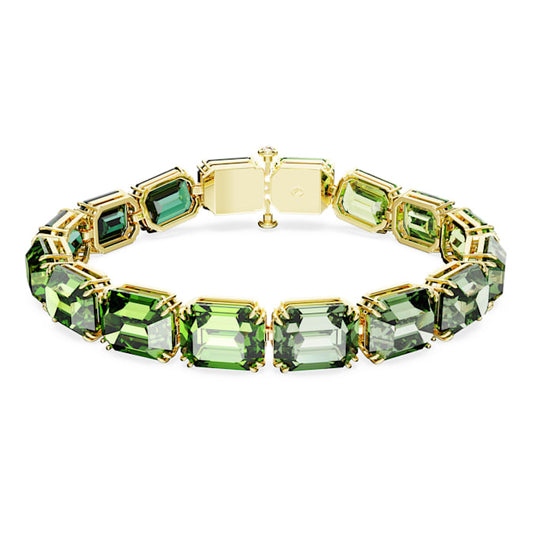 Millenia bracelet Octagon cut, Color gradient, Green, Gold-tone plated 5671258