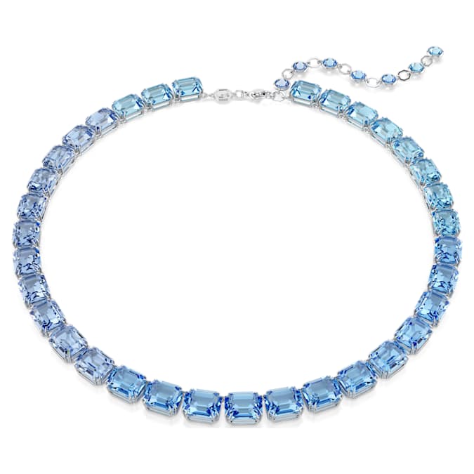 Millenia necklace Octagon cut, Color gradient, Blue, Rhodium plated 56 ...