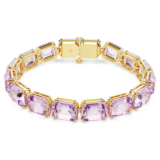 Millenia Tennis bracelet Octagon cut, Purple, Gold-tone plated 5720487