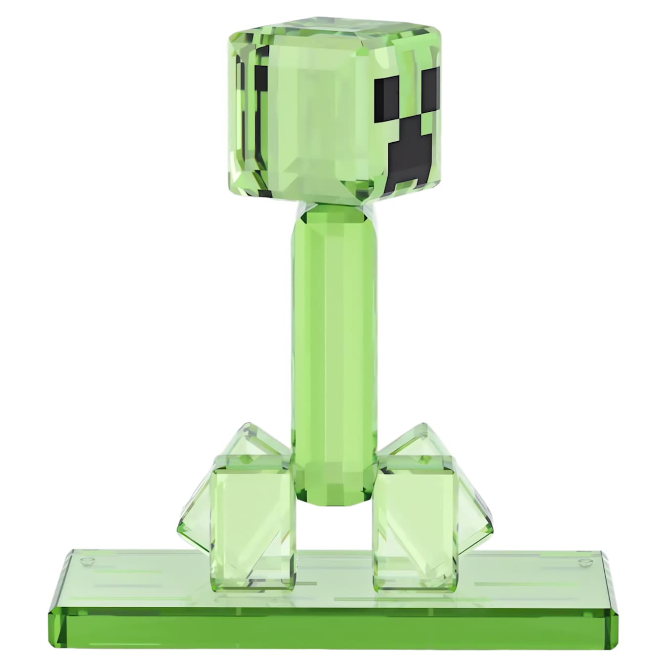 Green pixelated character figure from a popular video game on a white background
