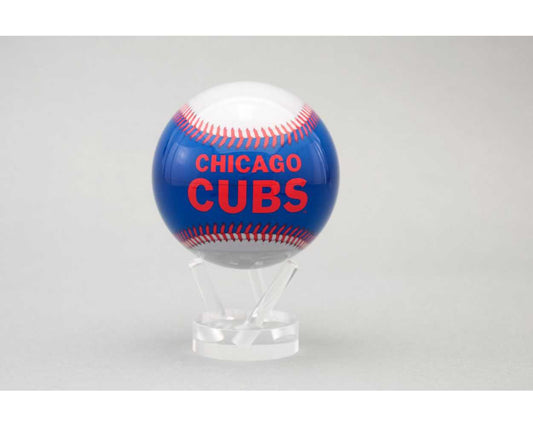 A 4.5 inch MLB Chicago Cubs MOVA Globe, featuring a rotating baseball with the team's name, displayed on a clear stand.