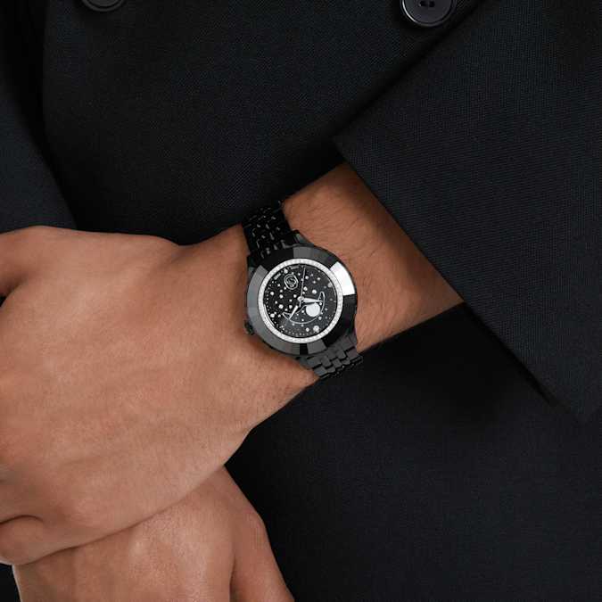 A watch is wearing on hand