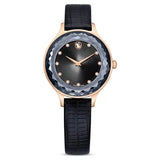 Octea Nova watchSwiss Made, Leather strap, Black, Rose gold-tone finish 5650033