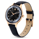 Octea Nova watchSwiss Made, Leather strap, Black, Rose gold-tone finish 5650033