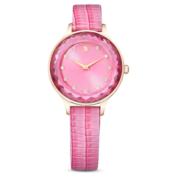 Octea Nova watch Swiss Made, Leather strap, Pink, Rose gold-tone finish 5650030