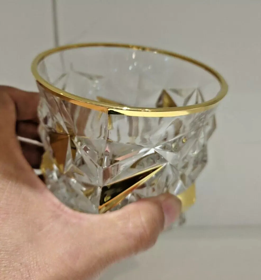 24KT GOLD GLACIER WHISKY GLASSES 3.5" Tall