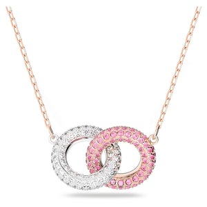 Stone necklace Intertwined circles, Pink, Rose gold-tone plated 5642884