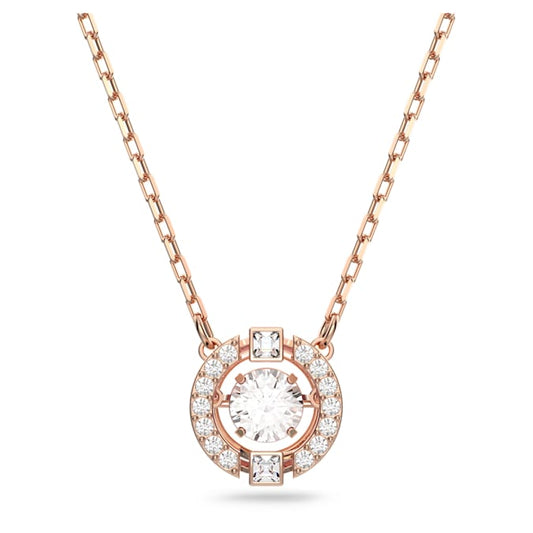 Swarovski Sparkling Dance necklace Round cut, White, Rose gold-tone plated 5272364