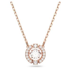 Swarovski Sparkling Dance necklace Round cut, White, Rose gold-tone plated 5272364