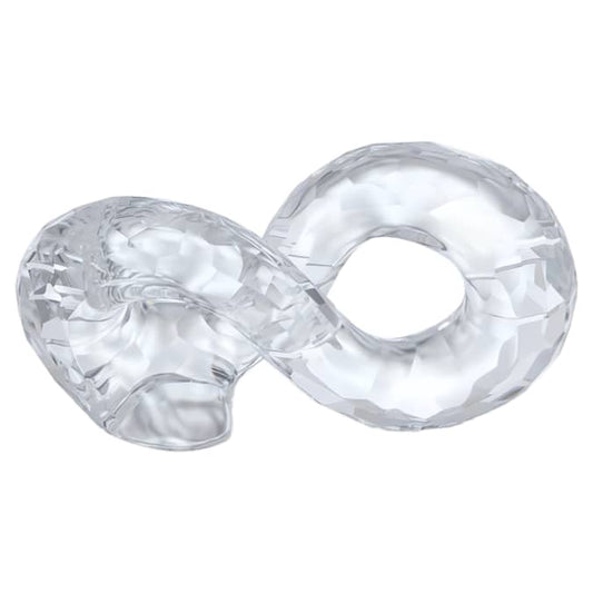 A crystallized infinity symbol made of clear Swarovski crystals.