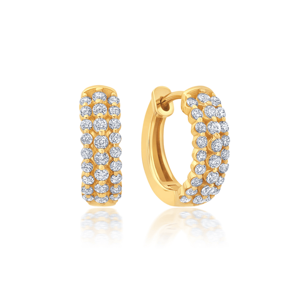 Three Row Huggie Hoops in Gold 3013029E00CZ