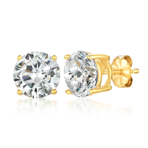 Solitaire Brilliant Stud Earrings Finished in 18kt Yellow Gold - 6.0 Carat 300169E00CZ