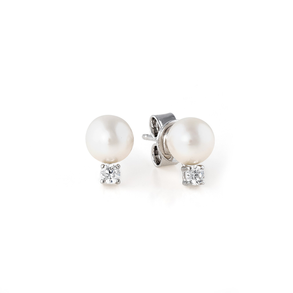 Accented Pearl Stud Earrings Finished in Pure Platinum 9010531E00PL