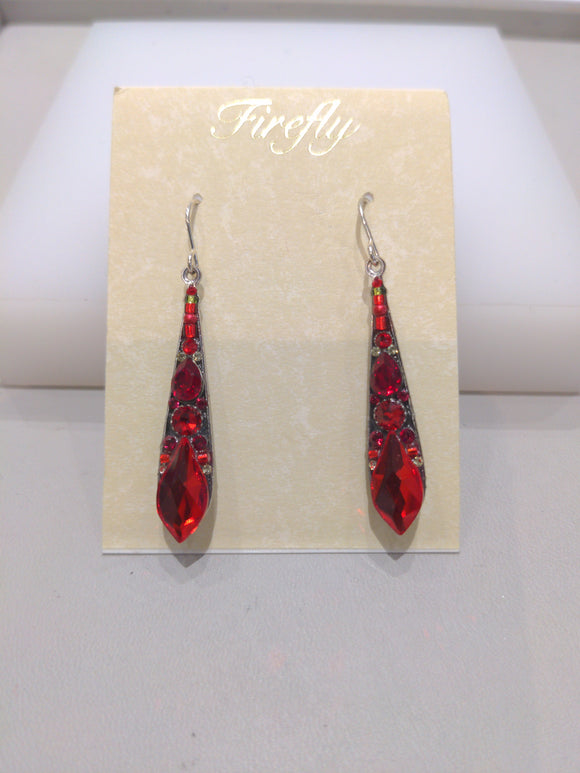 FIREFLY JEWELRY 7849 R EARRING Red color New Silver Wire