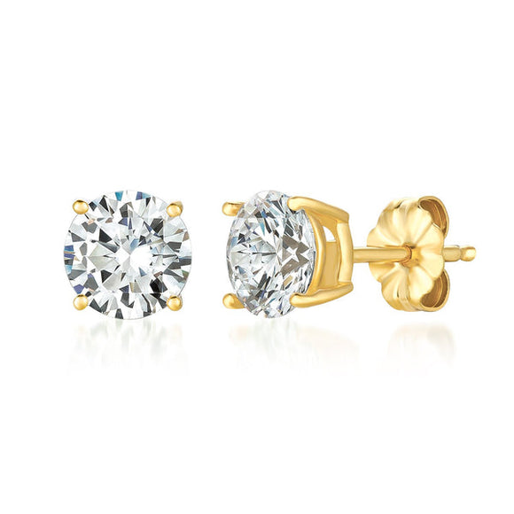 SOLITAIRE BRILLIANT STUD EARRINGS FINISHED IN 18KT YELLOW GOLD 300167E00CZ - 3.0 CTTW