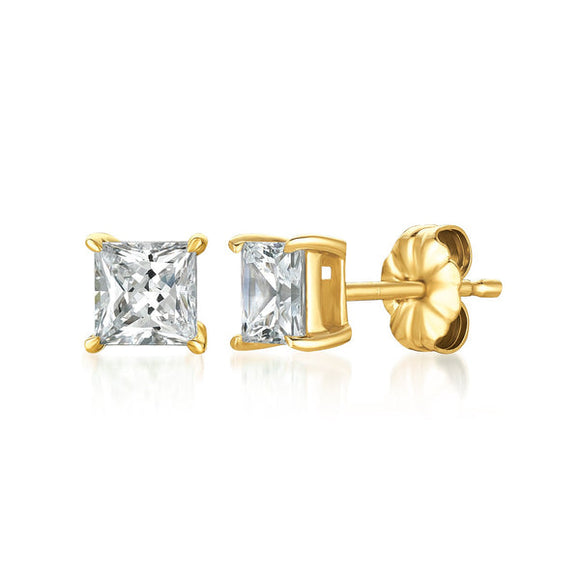SOLITAIRE PRINCESS STUD EARRINGS FINISHED IN 18KT YELLOW GOLD - 1.50 CTTW 302544E00CZ