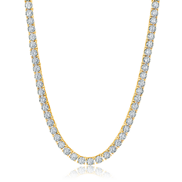 CLASSIC TENNIS NECKLACE FINISHED IN 18KT YELLOW GOLD - 18