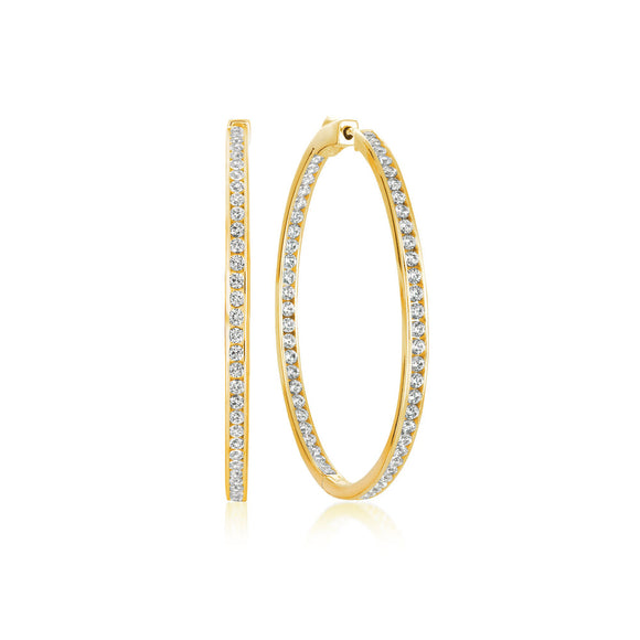 Classic Inside Out Hoop Earrings Finished in 18kt Yellow Gold - 1.3