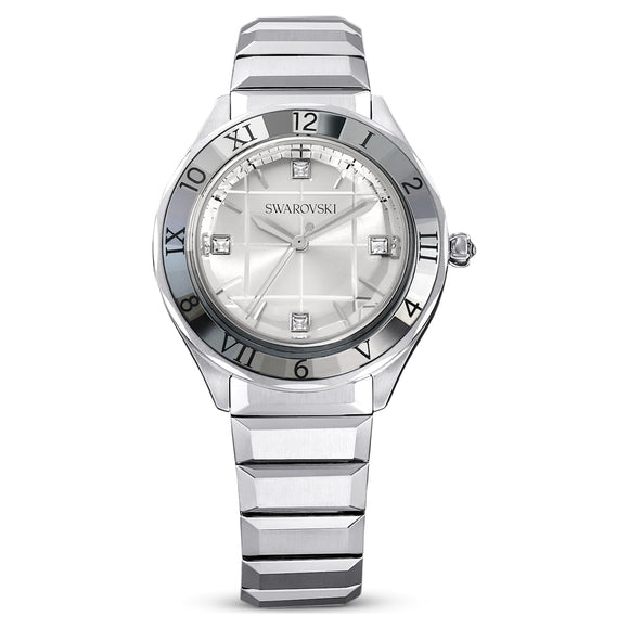 37mm watch Swiss Made, Metal bracelet, Silver tone, Stainless steel 5634648