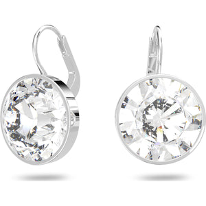 Bella earrings Round Small, White, Rhodium plated 5085608