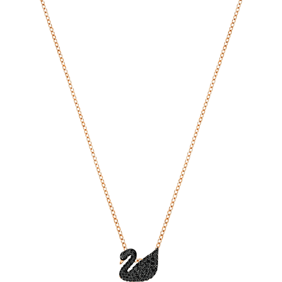 Swarovski Iconic Swan pendant, Swan, Small, Black, Rose gold-tone plated 5204133