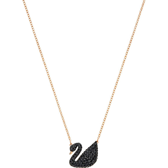 Swarovski Iconic Swan pendant, Swan, Medium, Black, Rose gold-tone plated 5204134
