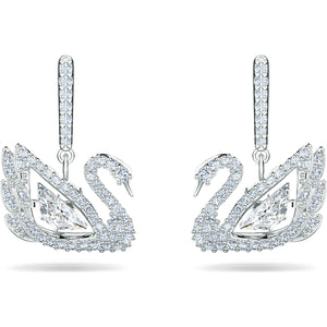 Dancing-Swan-earrings, Swan, White, Rhodium plated
5514420