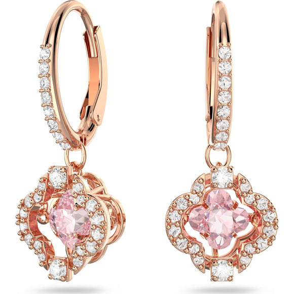 Swarovski Sparkling Dance earrings Clover, Pink, Rose gold-tone plated 5516477
