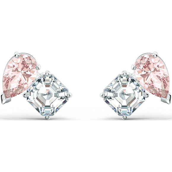 Attract Soul stud earrings Pink, Rhodium plated 5517118 – Crystal