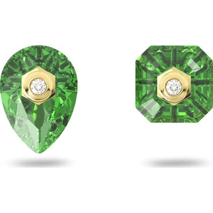 Numina stud earrings, Asymmetrical, Green, Gold-tone plated
5615529