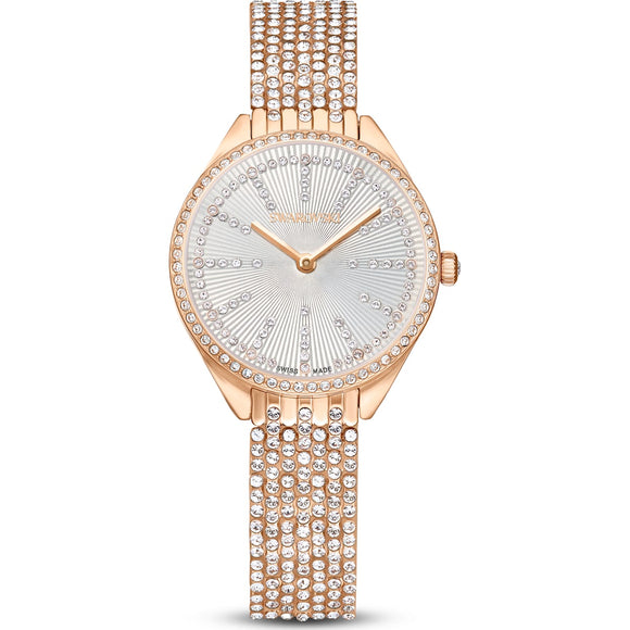 Attract watch, Swiss Made, Full pavé, Metal bracelet, Rose gold tone, Rose gold-tone finish 5644053