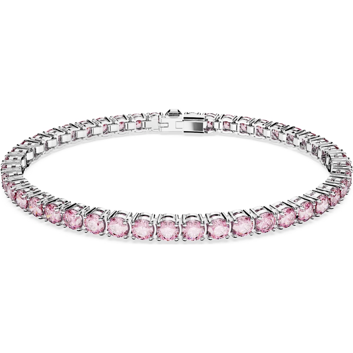 Matrix Tennis bracelet, Round cut, Small, Pink, Rhodium plated
