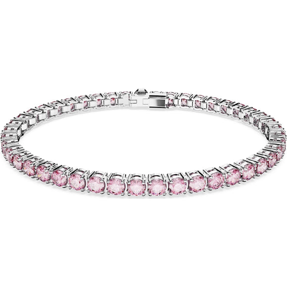 Matrix Tennis bracelet, Round cut, Small, Pink, Rhodium plated 5648932