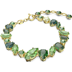 Gema bracelet, Mixed cuts, Green, Gold-tone plated 5652822