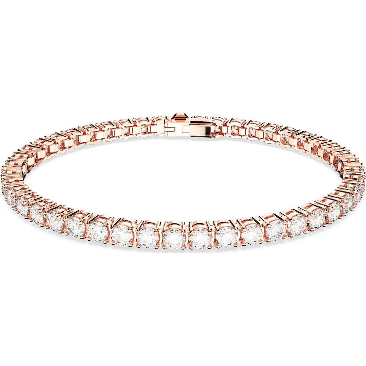 Matrix Tennis bracelet, Round cut, Small, White, Rose gold-tone plated