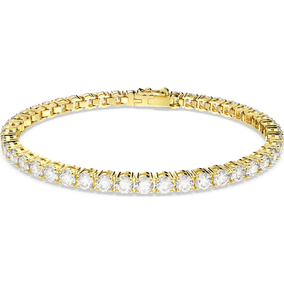 Matrix Tennis bracelet, Round cut, Small, White, Gold-tone plated 5657662