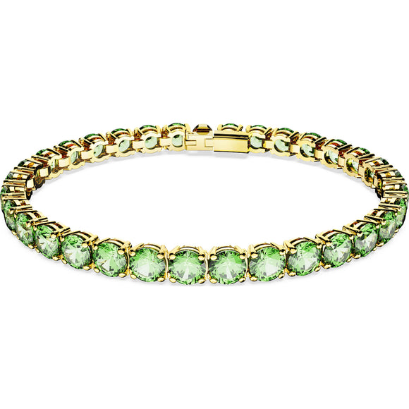 Matrix Tennis bracelet, Round cut, Medium, Green, Gold-tone plated 5658850