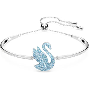 Swarovski Iconic Swan bangle, Swan, Blue, Rhodium plated
5660595