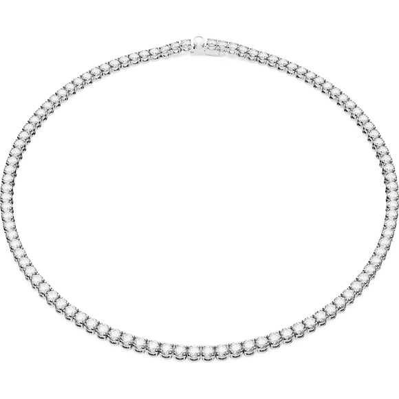 Matrix Tennis necklace, Round cut, Small, White, Rhodium plated 5661257