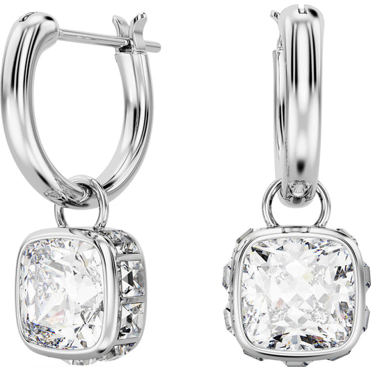 Stilla drop earrings, Square cut, White, Rhodium plated
5662919