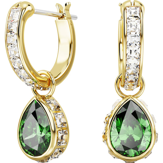 Stilla drop earrings, Pear cut, Green, Gold-tone plated
5662922