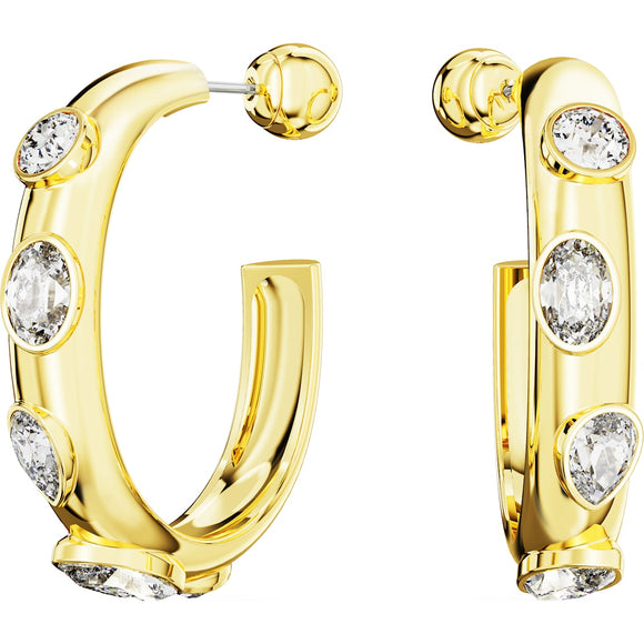 Dextera hoop earrings, Mixed cuts, White, Gold-tone plated
5663261
