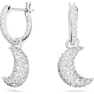 Luna drop earrings, Moon, White, Rhodium plated
5666157
