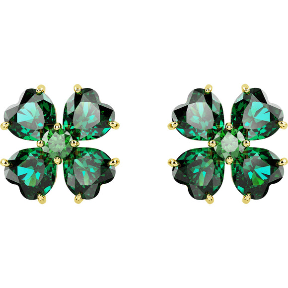 Idyllia stud earrings, Clover, Green, Gold-tone plated
5666236