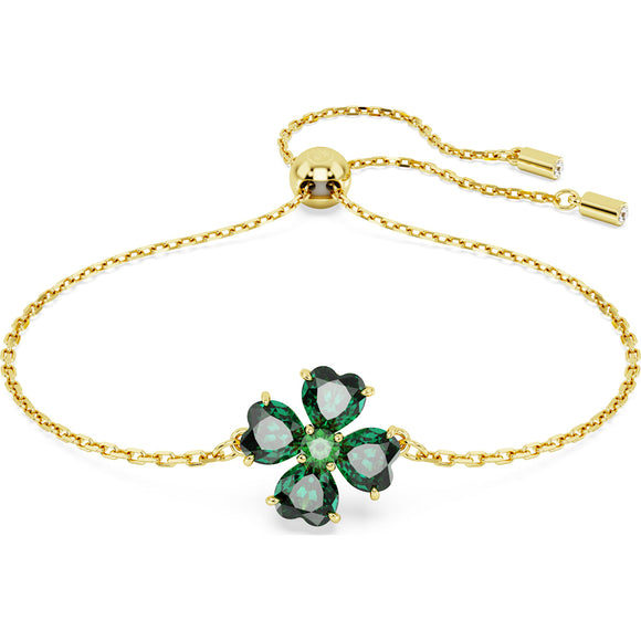 Idyllia bracelet, Mixed cuts, Clover, Green, Gold-tone plated
5666585