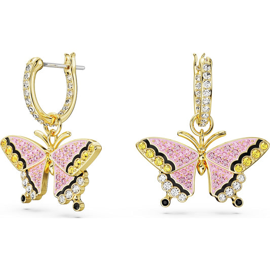Idyllia drop earrings, Butterfly, Multicolored, Gold-tone plated 5670055